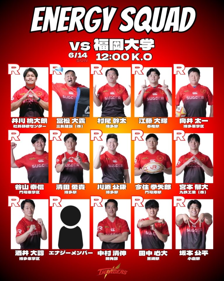 【お知らせ】第2回キュウシュウチャンピオンシップ　3位決定戦　メンバー