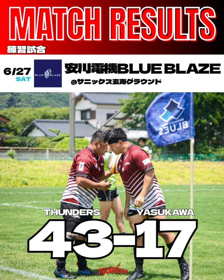 【お知らせ】練習試合　安川電機 BLUE BLAZE戦　結果